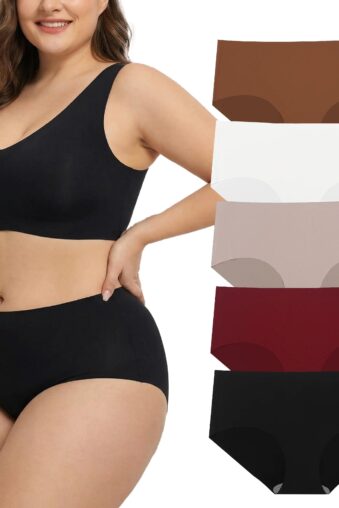 Cloud-Soft Plus-Size Seamless Briefs (5-Pack) | Mulberry Silk Gusset & No-Show Fit